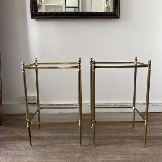 Pair of Brass and Glass Side Tables