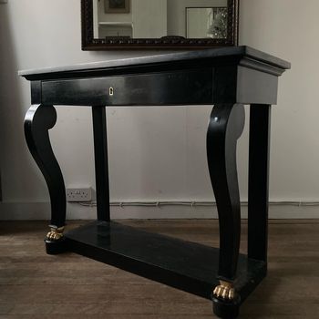 19th Century French Ebonised Marble Top Console Table