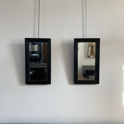 Pair of Little Ebonised Mirrors