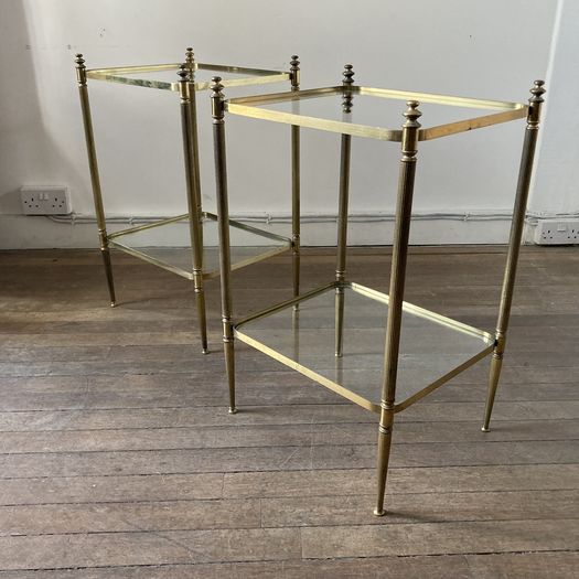 Pair of Brass and Glass Side Tables