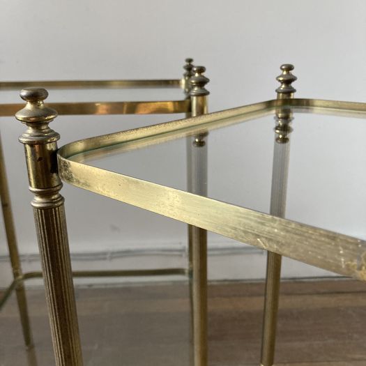 Pair of Brass and Glass Side Tables