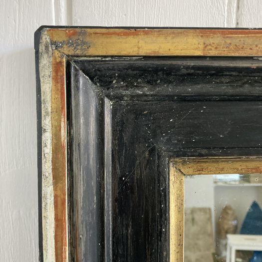 C19th Black and Gilt Mirror