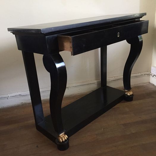 19th Century French Ebonised Marble Top Console Table