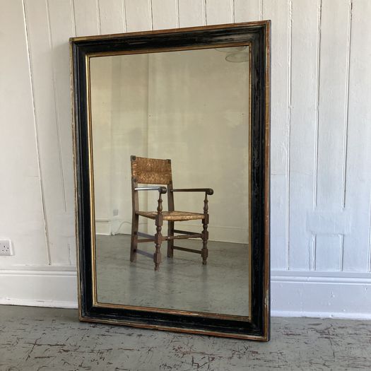 C19th Black and Gilt Mirror