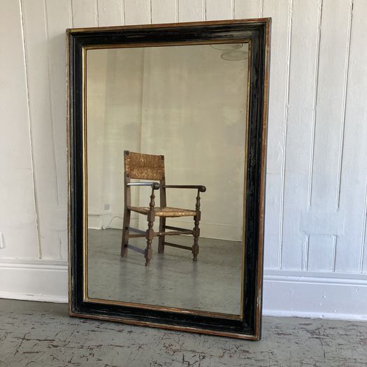 C19th Black and Gilt Mirror