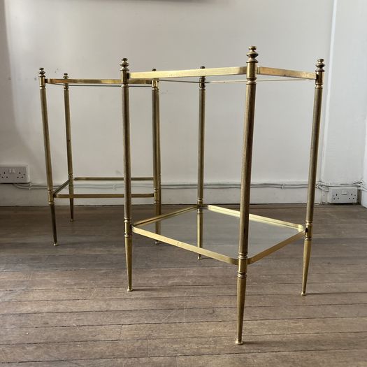 Pair of Brass and Glass Side Tables