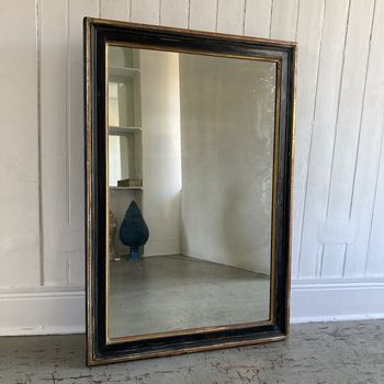 C19th Black and Gilt Mirror