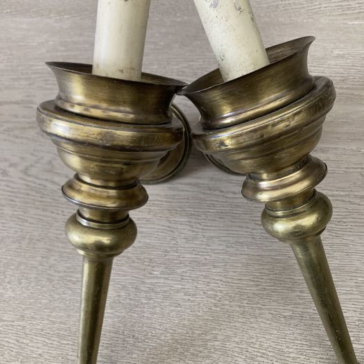 Turned Brass Wall Sconces