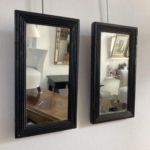 Pair of Little Ebonised Mirrors