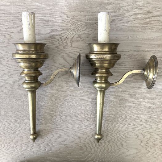 Turned Brass Wall Sconces