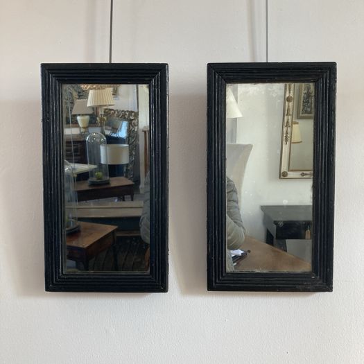 Pair of Little Ebonised Mirrors