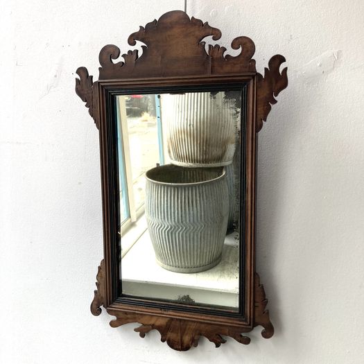 George III Walnut Fret Mirror