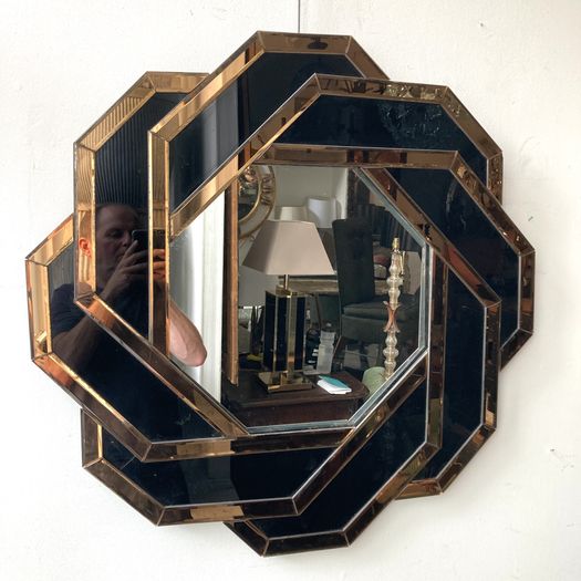 Gold and Black Geometric Mirror