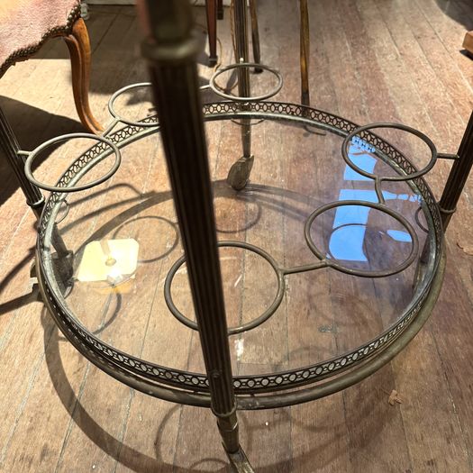 Round Brass Drinks Trolley