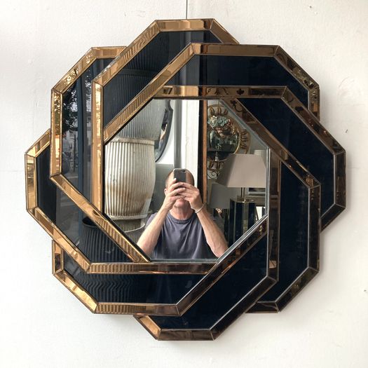 Gold and Black Geometric Mirror