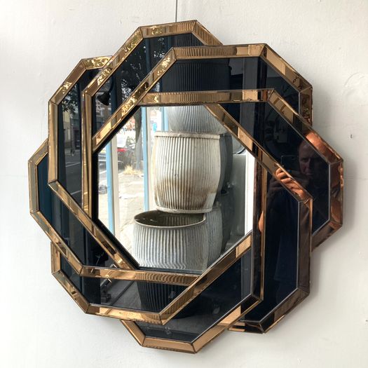Gold and Black Geometric Mirror