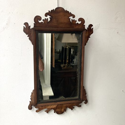 George III Walnut Fret Mirror