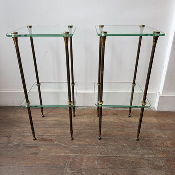Glass and Brass Side Tables