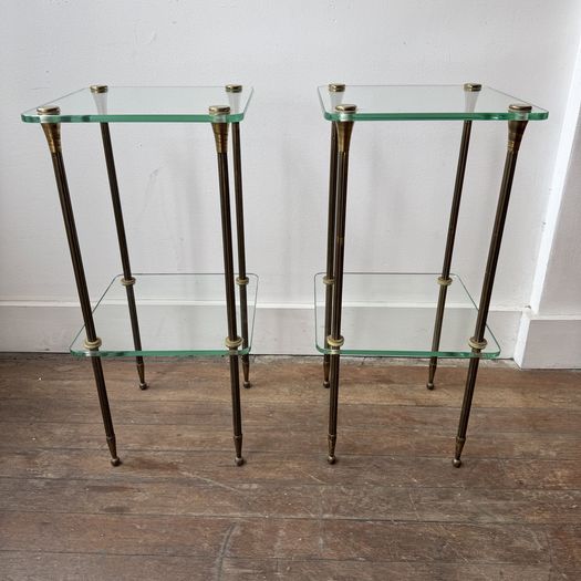 Glass and Brass Side Tables