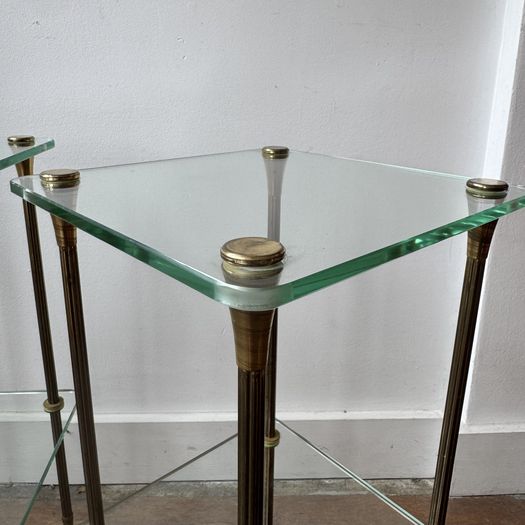 Glass and Brass Side Tables
