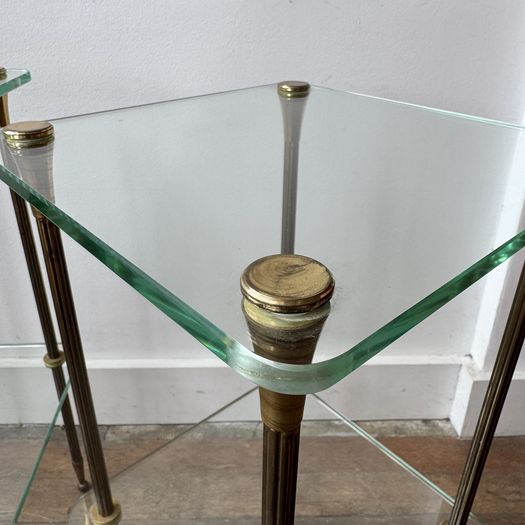 Glass and Brass Side Tables