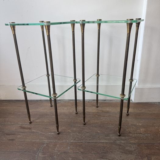 Glass and Brass Side Tables