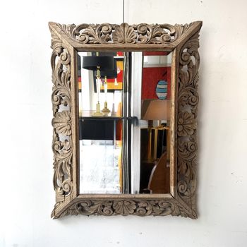 Carved Bleached Oak Mirror
