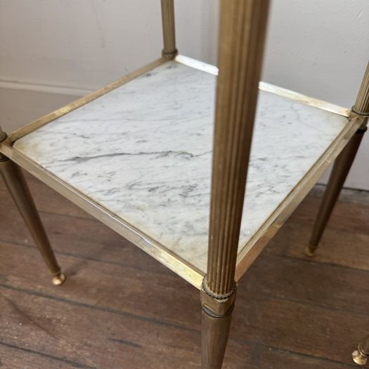 Glass Brass and Marble Side Tables