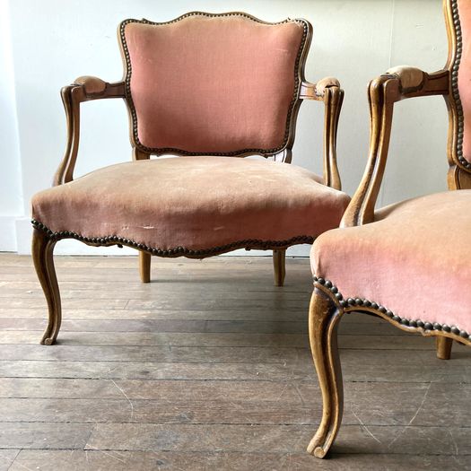 Pair of French Open Armchairs