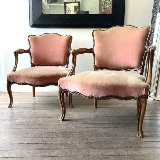 Pair of French Open Armchairs