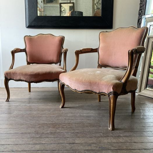 Pair of French Open Armchairs