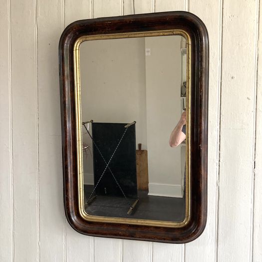 19th Century Faux Wood & Gilt Mirror