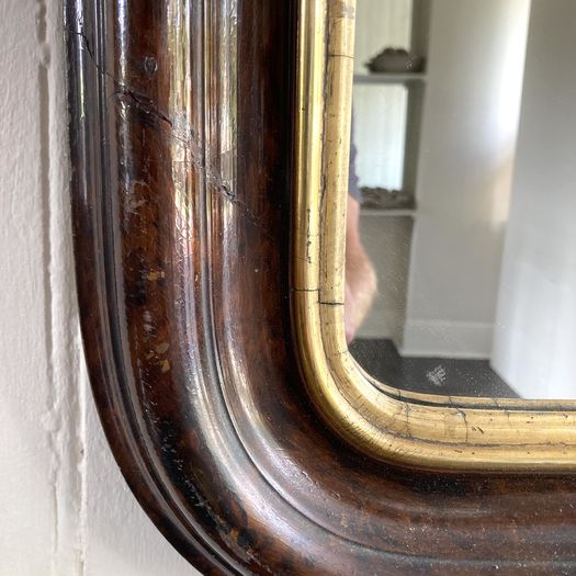 19th Century Faux Wood & Gilt Mirror