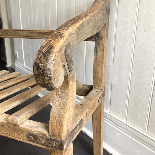 19th Century Rustic Oak Bench