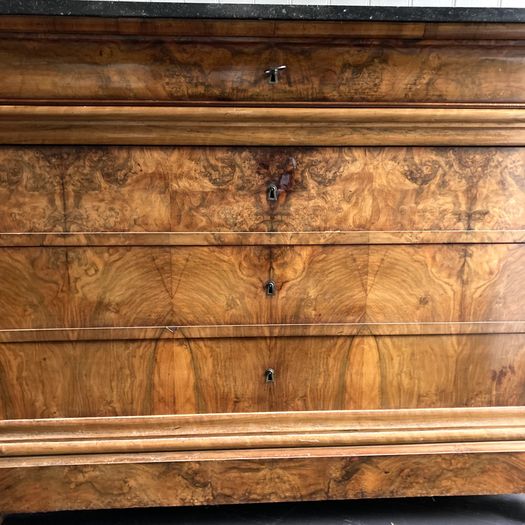 19th Century Burr Walnut Marble Top Commodde