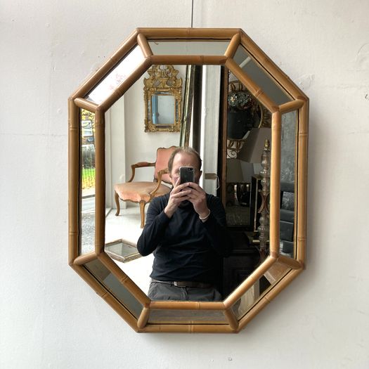 Octagonal Bamboo Cushion Mirror
