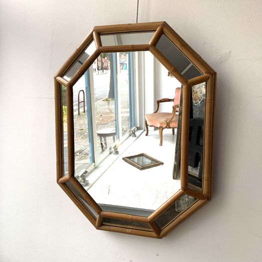 Octagonal Bamboo Cushion Mirror