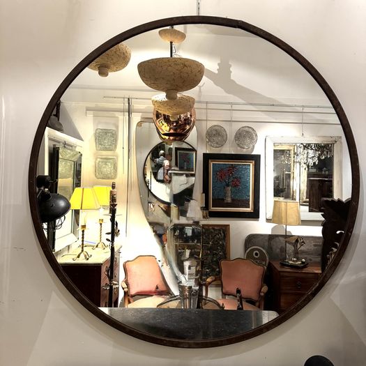 Circular Iron Frame Mirror