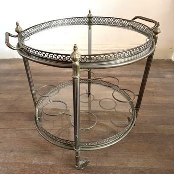 Round Brass Drinks Trolley