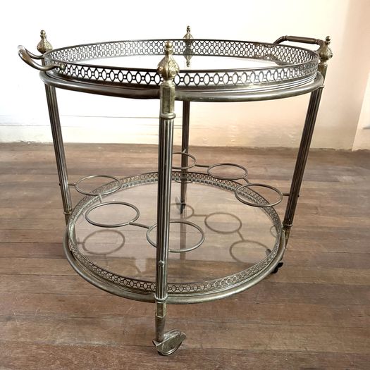 Round Brass Drinks Trolley