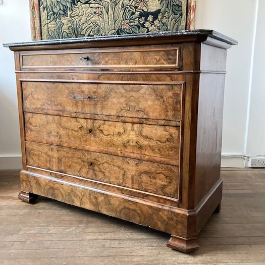 Walnut Marble Top Commode