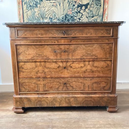 Walnut Marble Top Commode