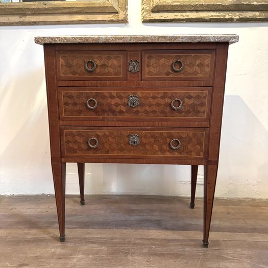Parquetry Commode Marble Top