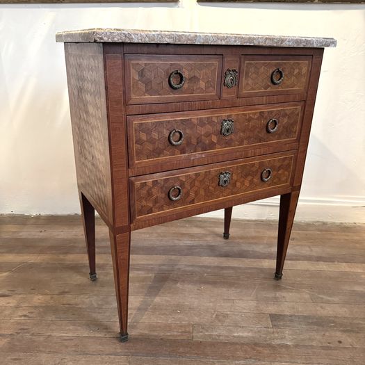 Parquetry Commode Marble Top