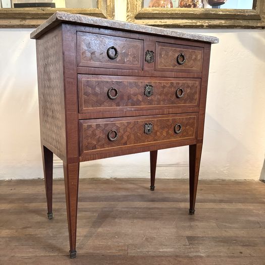 Parquetry Commode Marble Top