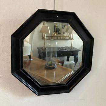 Octagonal Ebonised Mirror