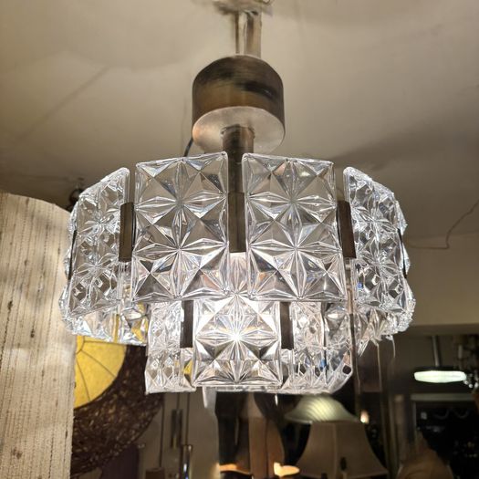 1970’s Glass and Chrome Chandelier