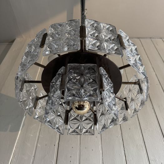 1970’s Glass and Chrome Chandelier