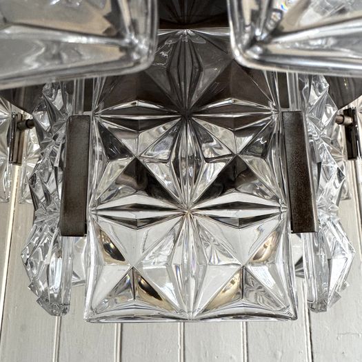 1970’s Glass and Chrome Chandelier