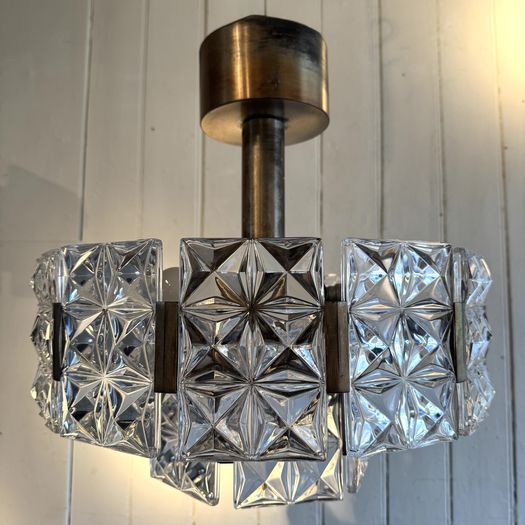1970’s Glass and Chrome Chandelier